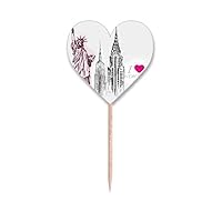 I Love New York America Country City Toothpick Flags Heart Lable Cupcake Picks