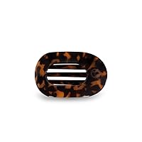 TELETIES - Small Flat Round Clip - Strong Grip, Bendable Teeth, Comfortable Curved Design - For Lying Down, Yoga, Driving & More - Ideal for Thin-Medium Hair - For All Hair Textures - Tortoise