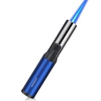Blow Torch Lighter Outdoor Windproof Lighter Refillable Torch Lighter for cocktail smoker，toast, marshmallows, Creme Brulee, BBQ, and hookah coals (Blue A)