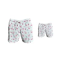 Father Son Matching Outfit in White-Pink: Father and Son Matching Swimsuit, Dad and Son Matching Swim Trunks Dad
