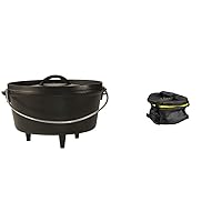 Lodge L10DCO3 Cast Iron Deep Camp Dutch Oven, Pre-Seasoned, 5-Quart and 10 Inch Camp DO Tote Bag,Black