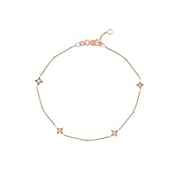 14k Rose Gold 0.12 Dwt Diamond Stars Station Bracelet 7.50 Inch Jewelry for Women