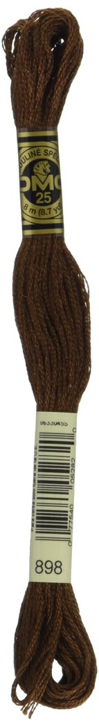 DMC 117-898 6 Strand Embroidery Cotton Floss, Very Dark Coffee Brown, 8.7-Yard
