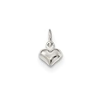 6.5mm 925 Sterling Silver Polished Puffed Love Heart Charm Pendant Necklace Jewelry for Women