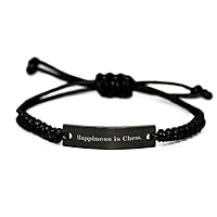 Fun Chess, Happiness is Chess, Holiday Black Rope Bracelet for Chess