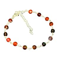 925 Sterling Silver Real Black Shaded Fire Opal Beads Bracelet Gift Jewelry