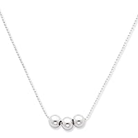 925 Sterling Silver Spring Ring Polished 3 Bead Necklace Jewelry for Women - Length Options: 18 24