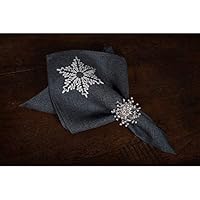 Xia Home Fashions XD17141 Glisten Snowflake Embroidered Christmas Napkins, 20 by 20-Inch, Grey, 4 Piece