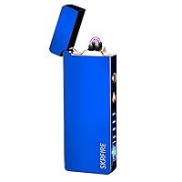 SKRFIRE Plasma Lighter Dual Arc Electric Rechargeable Lighter USB Cool Electronic Lighter Portable Outdoor Windproof Lighter with LED Battery Indicator for Candle, Firework, BBQ (Blue)