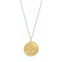 Dainty Rose Flower Coin Necklace