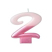Vibrant Pink Numeral Candle #2-3.75