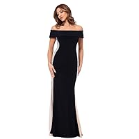 Xscape Women's Off The Shoulder Beaded Bodycon Formal Maxi Dress