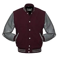 RELDOX Brand Varsity Jacket, Wool Body with Leather Arms Letterman Baseball Unique & Stylish Color BWYS, Size XS