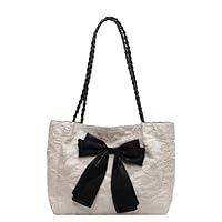PETITCHOU Ribbon Tote Bag, Shoulder Bag, Lace, Large Capacity, A4, Feminine, Lightweight, Work or School Commute, Travel