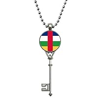 Central African Republic Flag Africa Pendant Vintage Necklace Silver Key Jewelry