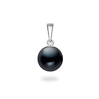 14k White Gold AAAA Quality Black Freshwater Cultured Pearl Pendant for Women - PremiumPearl