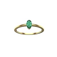 Oval Shape Natural Emerald Solitaire Ring For Women And Girls In 14k Solid Gold Daily Wear Real May Birthstone Ring Zambian Emerald Ring