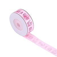 10 Yards/Roll IT is A BOY/Girl Blue Pink Ribbon Satin Rolls for Baby Shower Christening Party Favor(Pink)