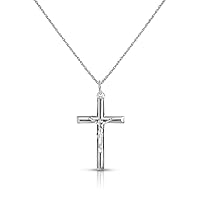 Savlano 925 Sterling Silver Crucifix Jesus Christ Cross Pendant Silver Rope Necklace Chain for Women & Men - Made in Italy