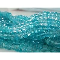 Taha Gems 4.5-5mm 17.8 Cm Strand Apatite Rondelles, Azure Blue Apatite Gemstone, Organic Faceted Rondelle Beads for Jewelery Making, Necklace, Bracelets, for Gift On Special Occasions