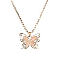 Butterfly Pendant Necklace Jewelry for Women Girl, Turquoise Aesthetic Jewelry | Butterfly Gifts for Teen Girls-Rose Gold Necklace