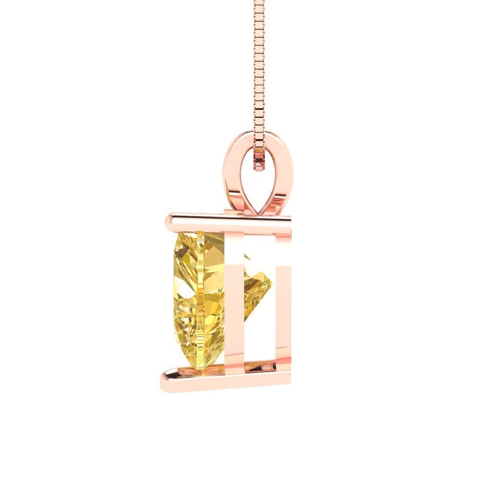 Clara Pucci 2 ct Brilliant Heart Cut Solitaire Natural Citrine 14k Rose Gold Pendant with 16
