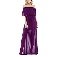 Women's Off Shoulder A-line Bridesmad Dresses Formal Prom Evening Party Gown