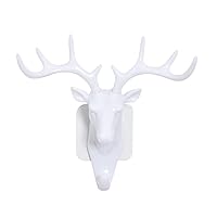 OLIVE US-Resin Animal Deer Stags Head Hook Hanger Rack Holder Wall Mount Home Room Decor(White)
