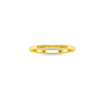 1.00 Ctw Round Cut Lab Created Yellow Sapphire Band Womens & Girls Engagement Anniversary Wedding Ring 14K Yellow Gold Plated