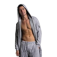 DudeRobe Men's Hooded Robe & Sweatpants | As Seen on Shark Tank! - L/XL, Grey