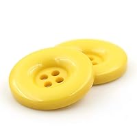 Multicolor Resin Buttons 0.6''-1.5'' Round 4 Holes Buttons-Coats Suits Shirts Trousers Various Sizes Buttons for DIY Clothing Sewing Accessories Yellow 38mm/1.5''-10Pcs