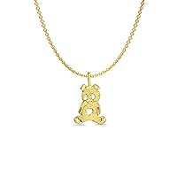 14K Yellow Gold Bear Pendant 18mmX12mm with 16 Inch To 22 Inch 1.2MM Width 14K Yellow Gold Angle Cut Oval Rolo Necklace