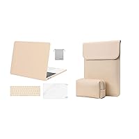 MOSISO Compatible with MacBook Pro 13 inch Case M2 2023, 2022, 2021-2016 M1, Faux Suede Leather Laptop Sleeve with Small Bag&Keyboard Cover&Screen Protector&Storage Bag, Apricot