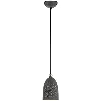 Livex Lighting 49107-76 1 Light Bronze Pendant, Scandinavian Gray W/Brushed Nickel Accents