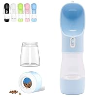 Outdoor Dog Water Bottle Dispenser - Leak Proof Water Bottle for Dogs On The Go with Food Container Multifunctional Travel Dog Water Bottle（Blue）