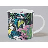 Jungle Toucan Bone China Mug Pink Découpage Style - Made in Stoke on Trent, England