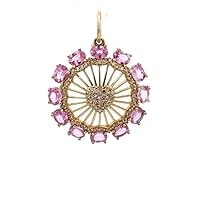 Beautiful Pink Sapphire Diamond Heart 925 Sterling Silver Charm Pendant,Designer Silver Diamond Pink Sapphire Charm,Handmade Pendant Jewelry