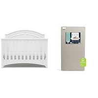 Perry 6-in-1 Convertible Crib - Greenguard Gold Certified, Bianca White & Serta Perfect Start Limited Dual Sided Baby Crib Mattress and Toddler Mattress