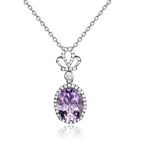 Dazzle Touch 1.80 Ct Oval Shape Purple Amethyst Solitaire Pendant Necklace With 18