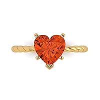 Clara Pucci 1.95ct Heart Cut Solitaire Rope Twisted Knot Light Red Simulated Diamond 5-Prong Classic Statement Ring 14k yellow Gold