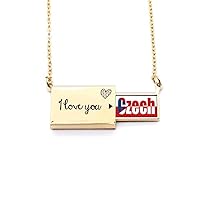 Czech Country Flag Name Art Deco Fashion Letter Envelope Necklace Pendant Jewelry