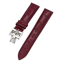 19mm 20mm 22mm Double-Sided Cowhide Watch Bands for Vacheron VC Watch Strap Constantin for Men and Women Cow Leather Bracelets (Color : Red Silver Clasp, Size : 20mm)