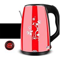 Kettle,Kettles Duplex Stainless Steel Kettle Electric Kettletat Double Insulated Design Fast/Red