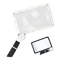 Magnifying Glass with Light, 5X Folding Handheld Large Rectangle Reading Magnifier with Dimmable for Macular Degeneration, Seniors Reading, Close Work, Lighted Gift for Low Visions (5X)