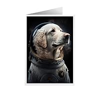 ARA STEP Unique All Occasions Astrounaut Dos Greeting Cards Assortment Vintage Aesthetic Notecards 6 (Astrounaut Retriever dog 4, Set of 4 SIZE 148.5 x 210 mm / 5.8 x 8.3 inches)