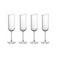 Villeroy & Boch New Moon Set, 4 Pieces, Elegant, Modern Sloping Champagne, Crystal Glass, Transparent, Dishwasher Safe,170 Milliliters