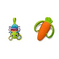 Infantino Hug and Tug Musical Bug Lil' Nibbles Orange Carrot Silicone Baby Teether 2 Pack