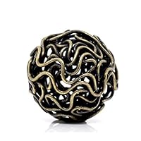 Vuslo Zinc Metal Alloy Spacer Beads Ball Antique Bronze Flower Hollow Pattern Color Plated About 18mm(6/8