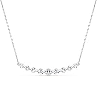 1 Carat TW 9 Stone Diamond Bar Necklace in 14K White Gold