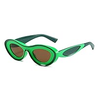 Cat Eye Hue Sunglasses Women Vintage Two Color Oval Sun Glasses Men Blue Green Shades Fashion Luxury Retro